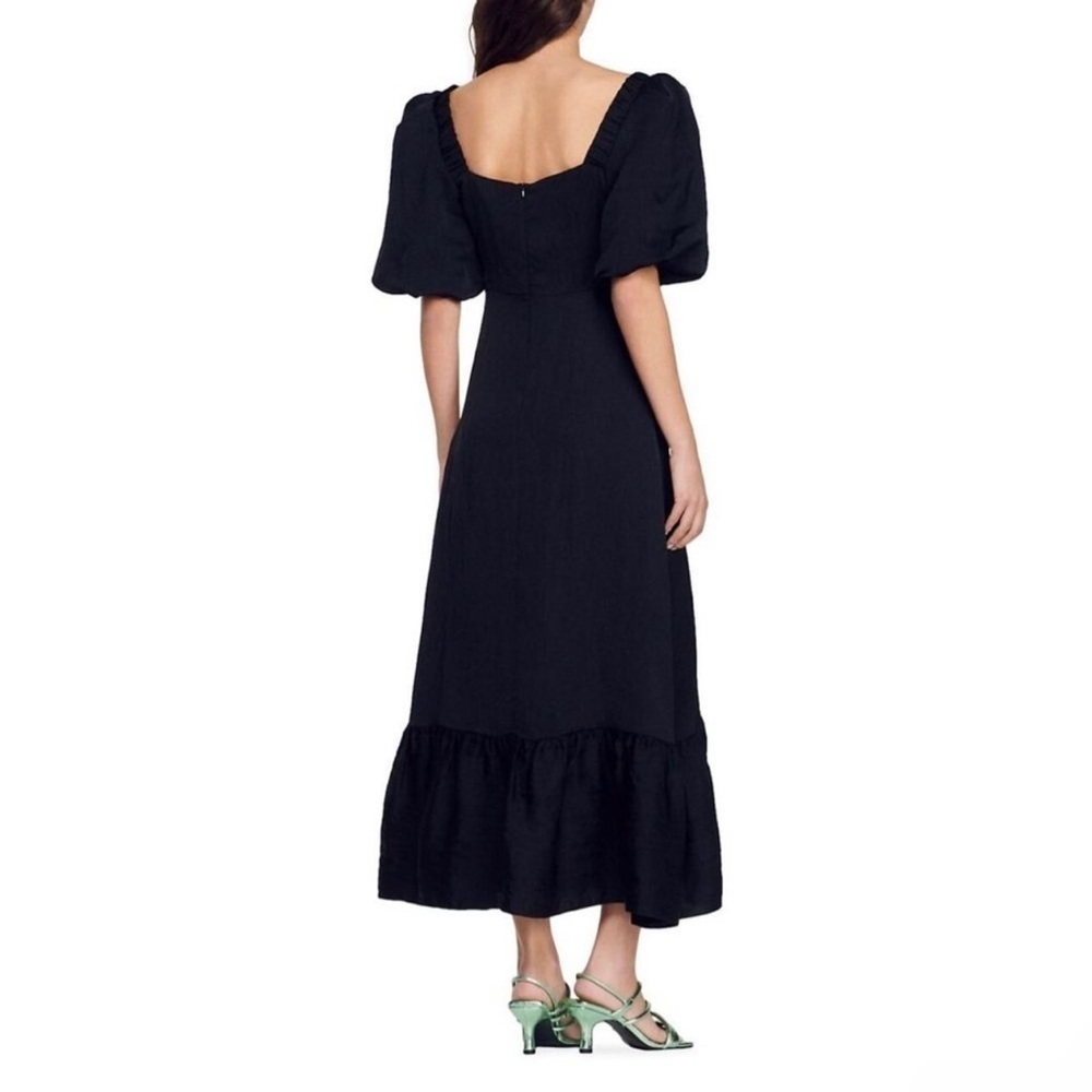 NWT SANDRO Falbala Rhinestone Embellished Cutout Midi Dress Black 6 - Picture 6 of 16